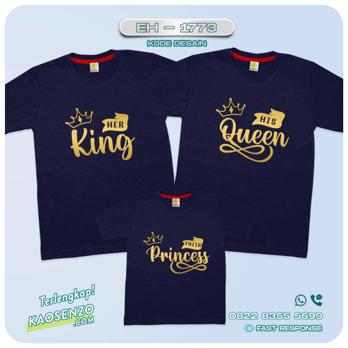 Baju Kaos Couple Keluarga | Kaos Couple Family Custom King Queen | Kaos Motif Crown - EH 1773