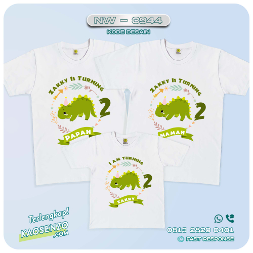 Baju Kaos Couple Keluarga Dinosaurus | Kaos Ultah Anak | Kaos Dinosaurus - NW 3944