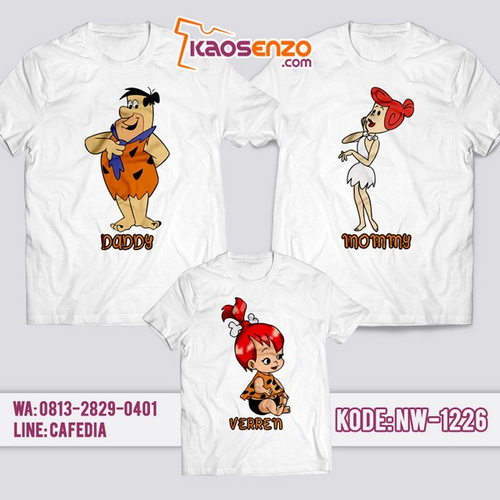 Baju Kaos Couple Keluarga Flintstones | Kaos Family Custom | Kaos Flintstones - NW 1226