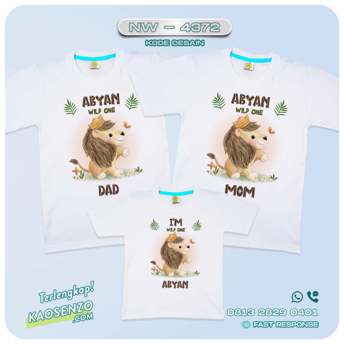 Baju Kaos Couple Keluarga Animal - Lion | Kaos Ultah Anak | Kaos Animal Lion - NW 4372