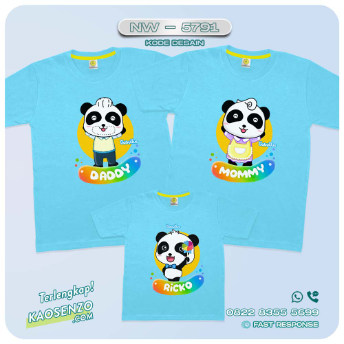 Baju Kaos Couple Keluarga Panda | Kaos Family Custom Baby Bus | Kaos Baby Bus - NW 5791