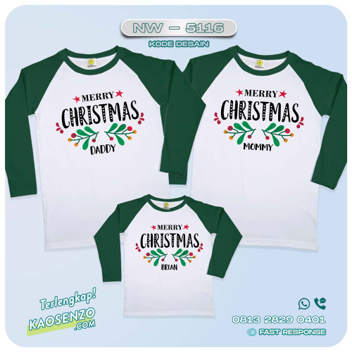 Baju Kaos Couple Keluarga Natal | Kaos Family Custom Christmas | Kaos Natal NW 5116