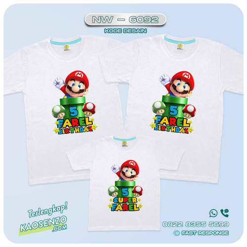 Baju Kaos Couple Keluarga Super Mario | Kaos Ulang Tahun Anak Super Mario | Kaos Super Mario - NW 6092