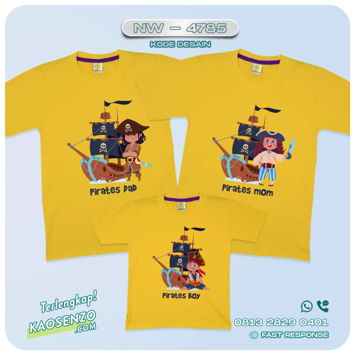 Baju Kaos Couple Keluarga Pirates | Kaos Family Custom Bajak Laut | Kaos Pirates - NW 4785