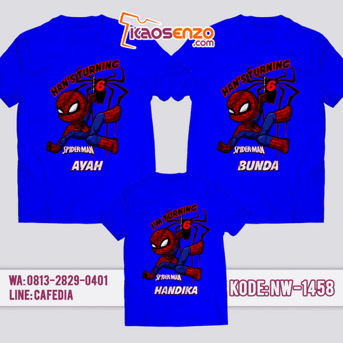 Kaos Couple Keluarga Spiderman | Kaos Ultah Anak | Kaos Spiderman - NW 1458
