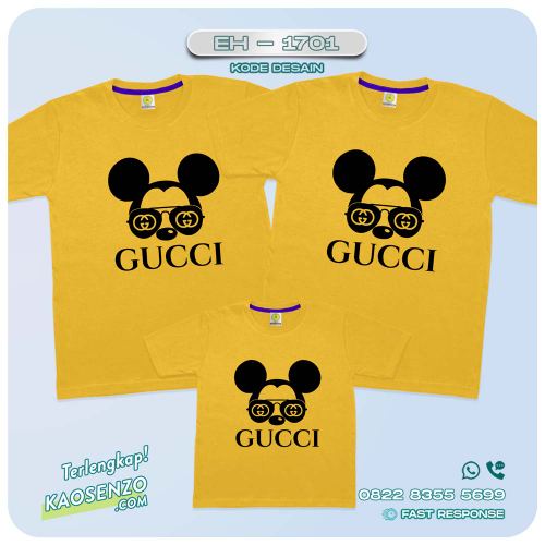 Baju Kaos Couple Keluarga | Kaos Family Custom Mickey Mouse | Kaos Motif Mickey Mouse Gucci - EH - 1701
