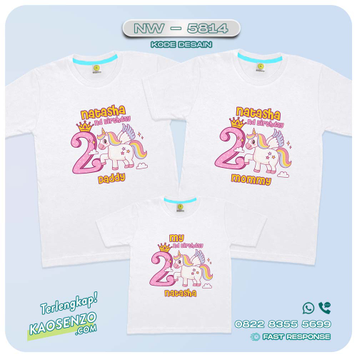 Baju Kaos Couple Keluarga Unicorn | Kaos Ultah Anak | Kaos Family Custom | Kaos Unicorn - NW 5814