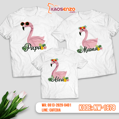 Baju Kaos Couple Keluarga Flamingo | Kaos Family Custom | Kaos Flamingo - NW 1678