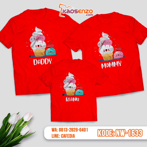 Baju Kaos Couple Keluarga Ice Cream | Kaos Family Custom Es Krim | Kaos Ice Cream - NW 1633