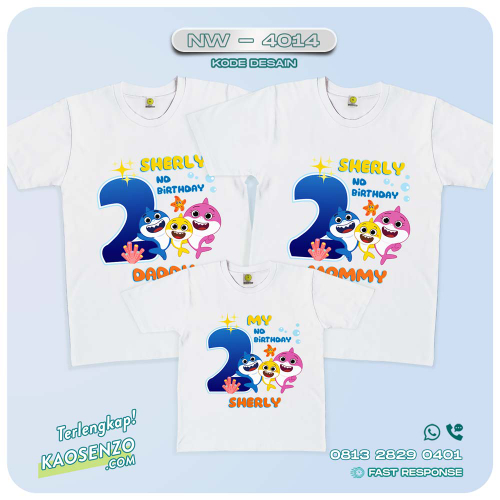 Baju Kaos Couple Keluarga Baby Shark | Kaos Family Custom | Kaos Baby Shark - NW 4014