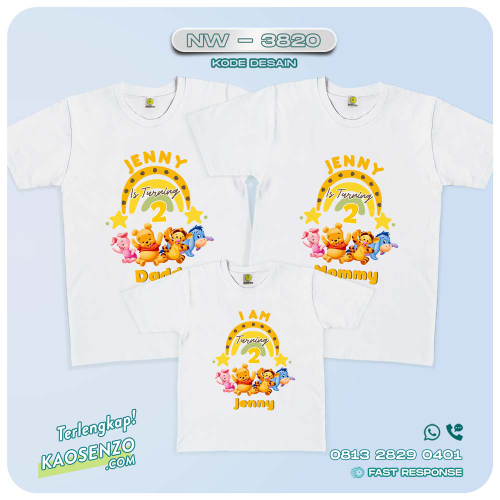 Baju Kaos Couple Keluarga Winnie The Pooh | Kaos Family Custom | Kaos Winnie The pooh - NW 3820