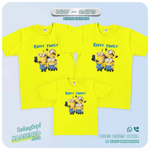 Baju Kaos Couple Keluarga Minion | Kaos Family Custom | Kaos Minion - NW 2479