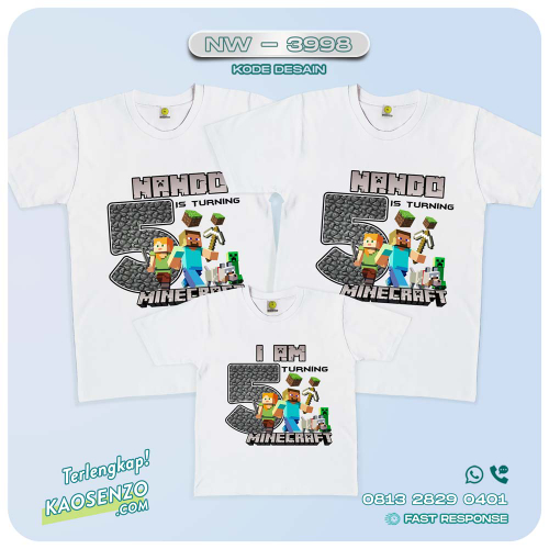 Baju Kaos Couple Keluarga Minecraft | Kaos Ulang Tahun Anak | Kaos Minecraft - NW 3998