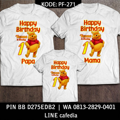 Kaos Couple Keluarga | Kaos Ulang Tahun Anak Winnie The Pooh - PF 271