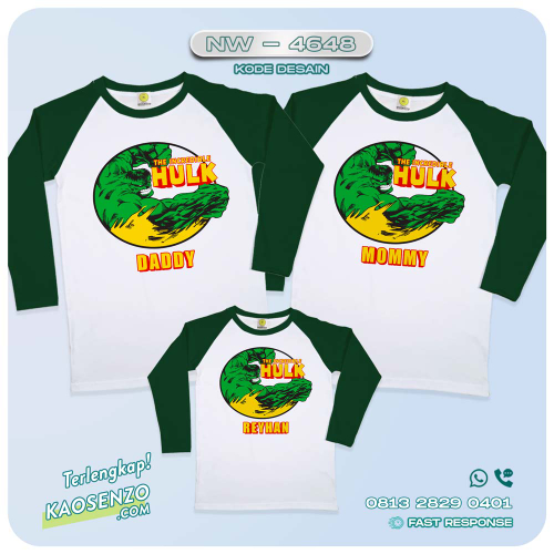 Baju Kaos Couple Keluarga Hulk | Kaos Family Custom | Kaos Hulk - NW 4648