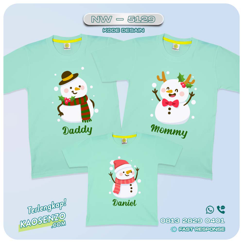 Baju Kaos Couple Keluarga Natal | Kaos Family Custom Snowman Christmas | Kaos Natal - NW 5129