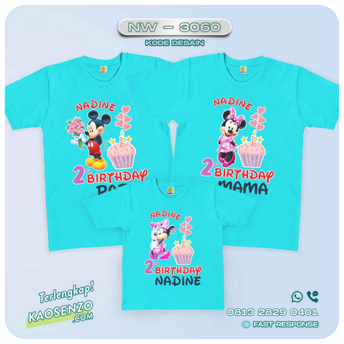 Baju Kaos Couple Keluarga Mickey Minnie Mouse | Kaos Family Custom | Kaos Mickey Minnie Mouse - NW 3060