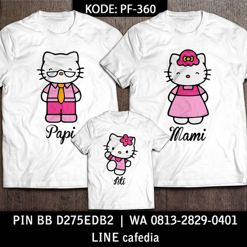 Baju Kaos Couple Keluarga | Kaos Family Custom | Kaos Hello Kitty - PF 360