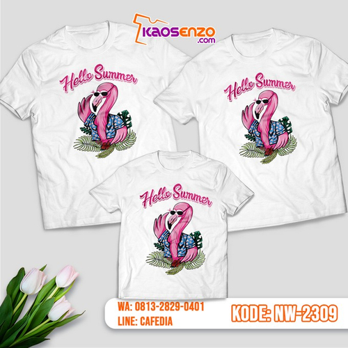 Baju Kaos Couple Keluarga Flamingo | Kaos Ultah Anak | Kaos Flamingo - NW 2309