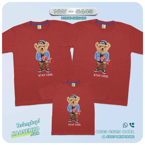 Baju Kaos Couple Keluarga Bear | Kaos Family Custom Bear | Kaos Beruang - NW 5443