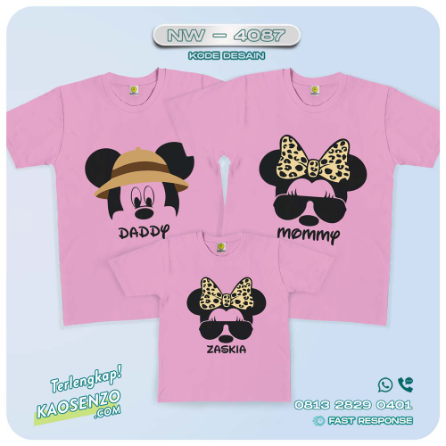 Baju Kaos Couple Keluarga Mickey Minnie Mouse | Kaos Family Custom | Kaos Mickey Minnie Mouse - NW 4087