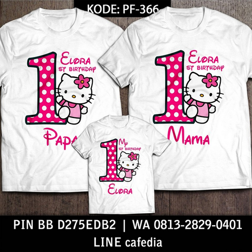 Kaos Couple Keluarga | Kaos Ulang Tahun Anak Hello Kitty - PF 366