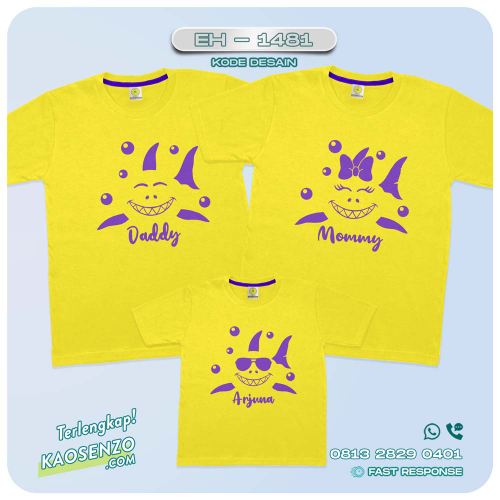 Baju Kaos Couple Keluarga Baby Shark | Kaos Custom Family Baby Shark | Kaos Motif Baby Shark - EH 1481