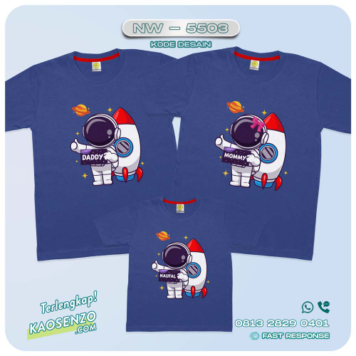 Baju Kaos Couple Keluarga Astronot | Kaos Family Custom | Kaos Astronot - NW 5503
