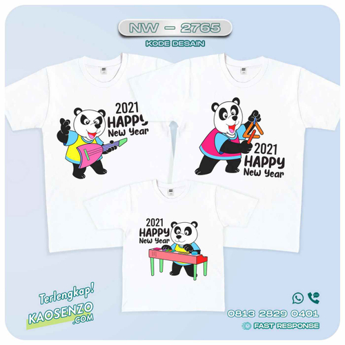 Baju Kaos Couple Keluarga Motif Tahun Baru | Kaos Family Custom | Kaos Motif Tahun Baru - NW 2765