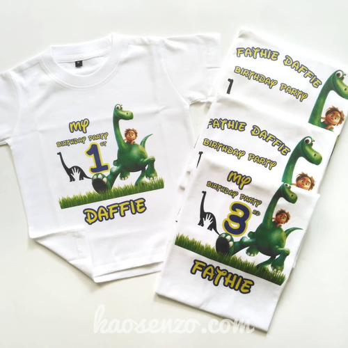 Baju Kaos Couple Keluarga | Baju Kaos Ultah Motif The Good Dinosaurs