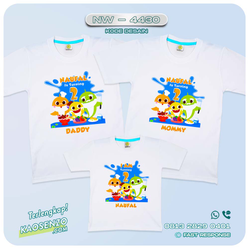 Baju Kaos Couple Keluarga Baby Shark | Kaos Family Custom | Kaos Baby Shark - NW 4430