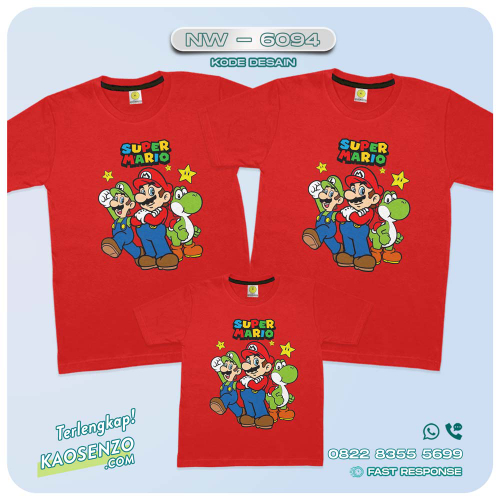 Kaos Couple Keluarga Super Mario | Kaos Family Custom Super Mario | Kaos Super Mario - NW 6094