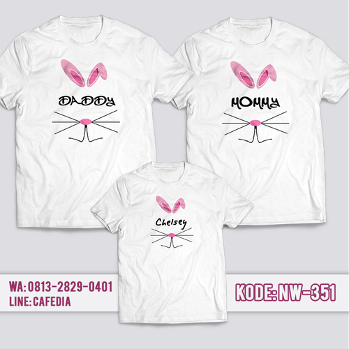 Baju Kaos Couple Keluarga | Kaos Family Custom Rabbit - NW 351