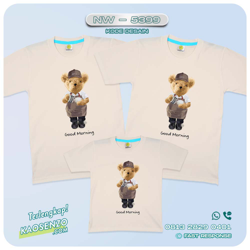 Baju Kaos Couple Keluarga Bear | Kaos Family Custom Bear | Kaos Beruang - NW 5399