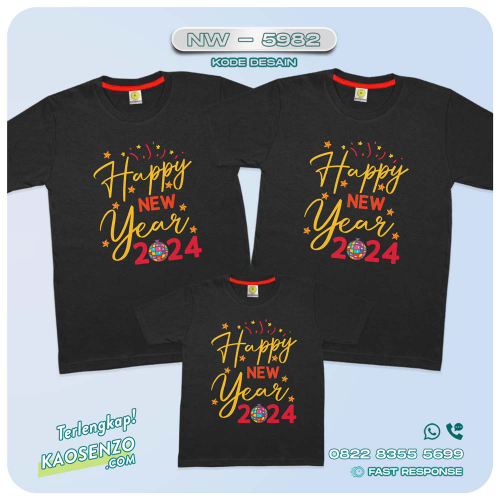 Baju Kaos Couple Keluarga Tahun Baru | Kaos Family Custom New Year 2024 | Kaos Motif Tahun Baru 2024 - NW 5982