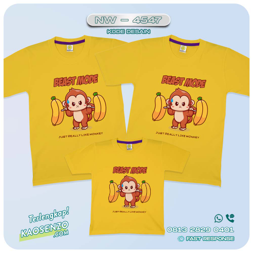 Baju Kaos Couple Keluarga Animal - Monkey | Kaos Animal - Monkey - NW 4547