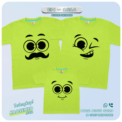 Baju Kaos Couple Keluarga | Kaos Family Custom Motif Smile Face - EH 1614