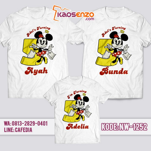 Baju Kaos Couple Keluarga Mickey Minnie Mouse | Kaos Ulang Tahun Anak | Kaos Mickey Minnie Mouse - NW 1252