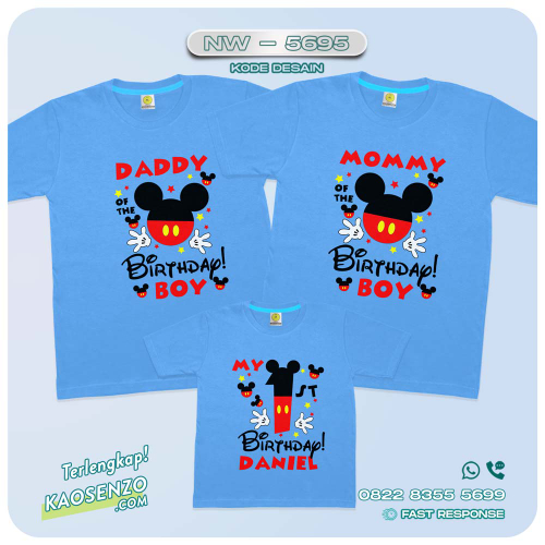 Kaos Couple Keluarga Mickey Mouse | Kaos Ulang Tahun Anak | Kaos Mickey Mouse - NW 5695