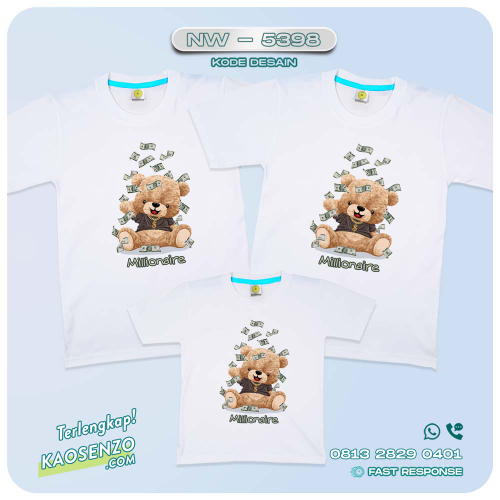 Baju Kaos Couple Keluarga Bear | Kaos Family Custom Bear | Kaos Beruang - NW 5398