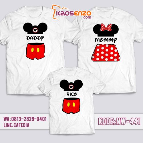 Baju Kaos Couple Keluarga | Kaos Family Custom Mickey & Minnie Mouse - NW 441