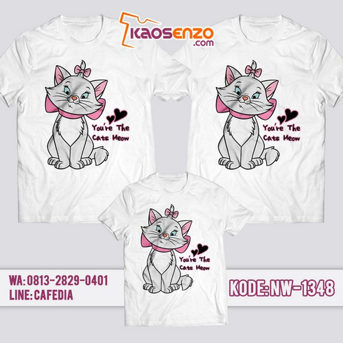 Baju Kaos Couple Keluarga Cat Meow | Kaos Family Custom | Kaos Cat Meow - NW 1348