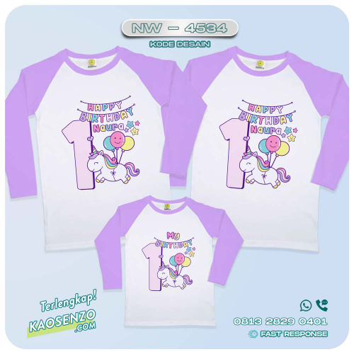 Baju Kaos Couple Keluarga Unicorn | Kaos Ultah Anak | Kaos Family Custom | Kaos Unicorn - NW 4534