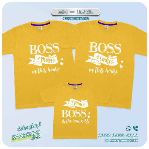 Baju Kaos Couple Keluarga The Boss | Kaos Couple Family The Boss | Kaos Motif The Boss - EH 1641