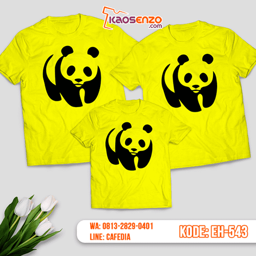 Baju Kaos Couple Keluarga | Kaos Family Custom Motif Panda - EH 543