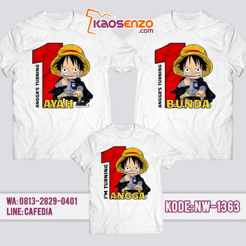 Baju Kaos Couple Keluarga One Piece | Kaos Ulang Tahun Anak | Kaos One Piece - NW 1363