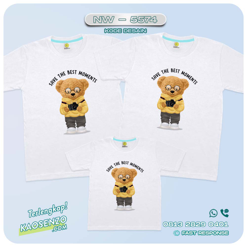 Baju Kaos Couple Keluarga Bear | Kaos Family Custom Bear | Kaos Beruang - NW 5574