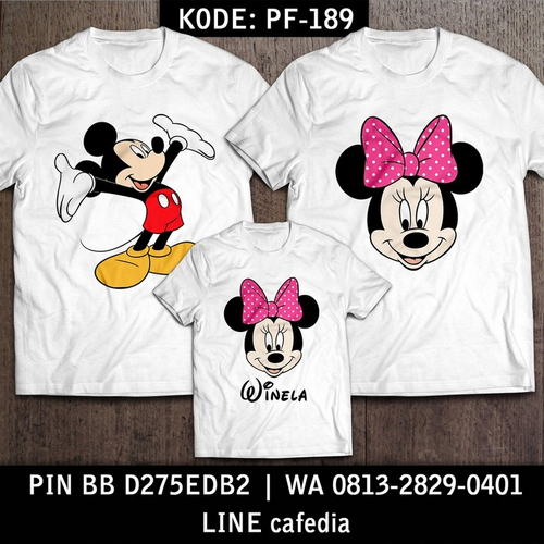 Baju Kaos Couple Keluarga | Kaos Family Custom Mickey & Minnie Mouse - PF 189