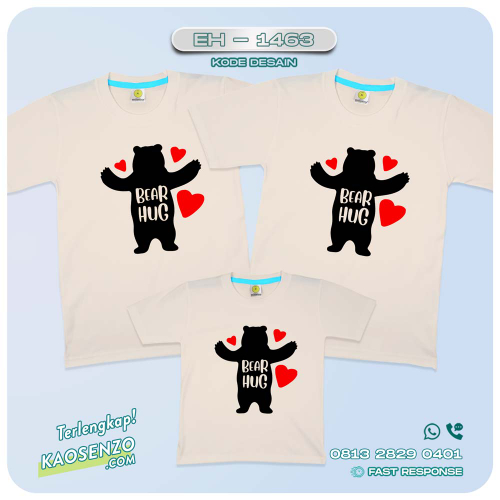 Baju Kaos Couple Keluarga Bear | Kaos Custom Family Bear | Kaos Motif Beruang - EH 1463