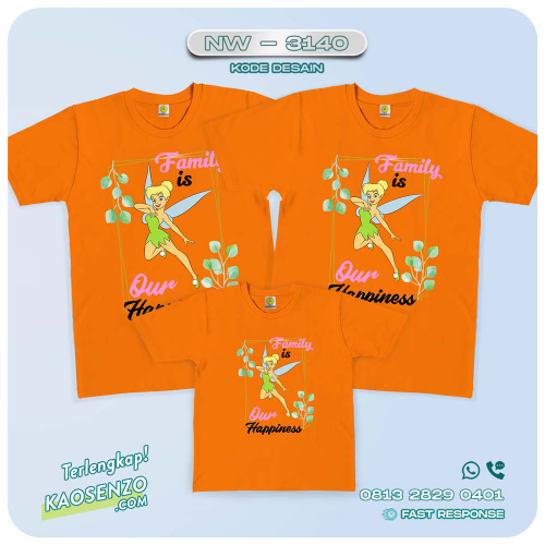 Baju Kaos Couple Keluarga Tinker Bell | Kaos Ultah Anak | Kaos Tinker Bell - NW 3140